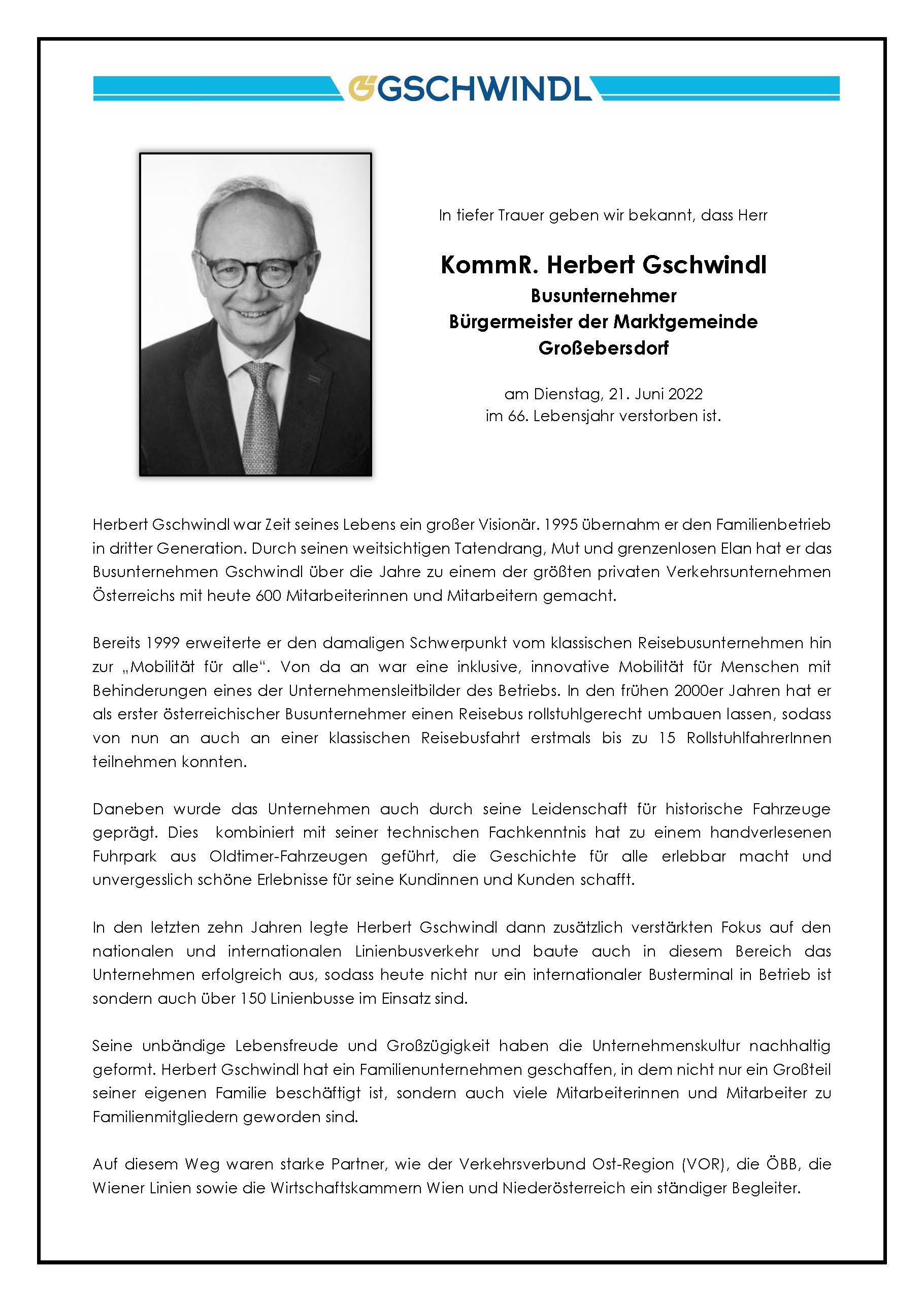 Nachruf Herbert Gschwindl